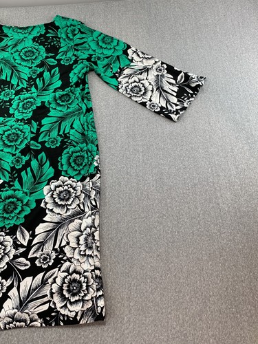 Abito Sunny Leigh maglia elasticizzata donna XL nero verde bianco manica a campana linea A - Foto 6 di 14