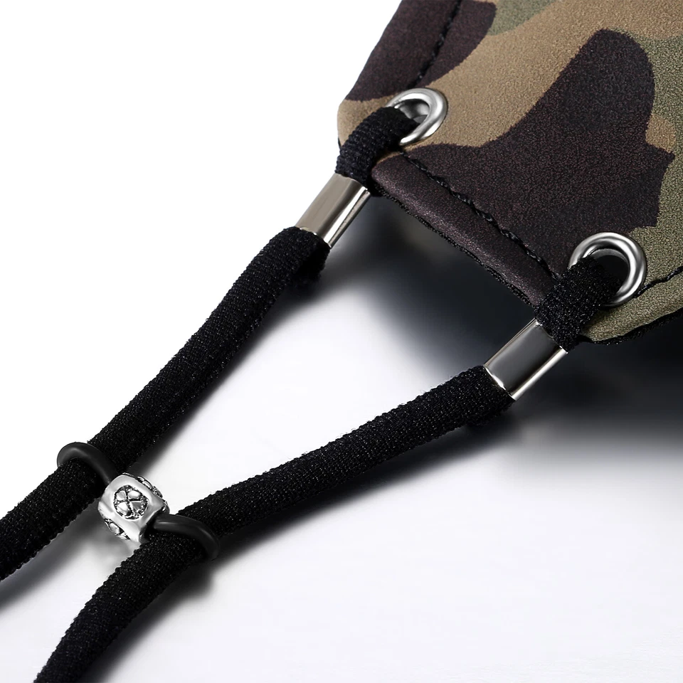 Outdoors Biker Motorcycle Leather Mask Camouflage Bullet Zipper Half Face Masks - Image 3 of 4