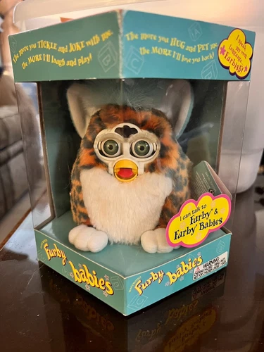 Furby Babies Vintage 1999 Blue Hair Leopard Spots Blue Eyes, NEW UNOPENED BOX