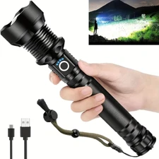 1200000LMS Super Bright XHP90.2 LED Flashlight Rechargeable Tactical Zoom Torch
