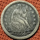 1854 Seated Liberty Dime Arrows at Date 10C Silver Coin VF 90% Silver Nice Coin