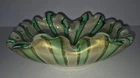 Vintage Murano Zanfirico Green with Gold Art Glass Ashtray/Bowl 1661