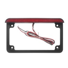 Universal Black Aluminum License Plate Frame W Led Light Brake Lamp Tail Light