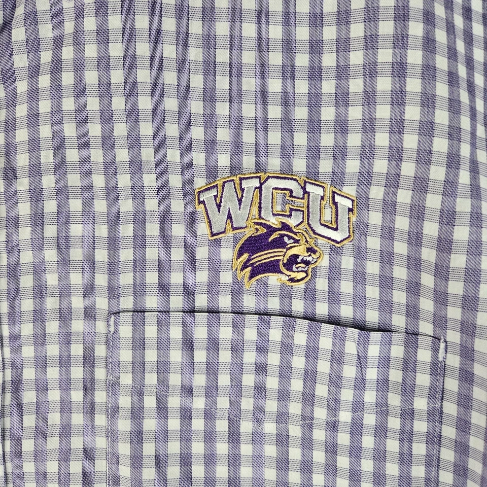 Camisa Western Carolina University Para Hombres Grande Púrpura Guinga Cuadros Antigua Foto 2 de 4
