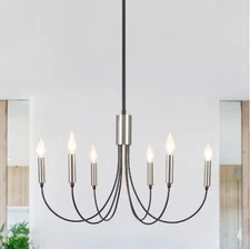 ZJVAIVE 6-Light Black Nickel Candlestick Linear Chandelier Dining Room Kitchen