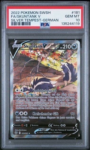 Pokemon Skuntank V SIT 181 Silver Tempest Illustration Rare German PSA 10