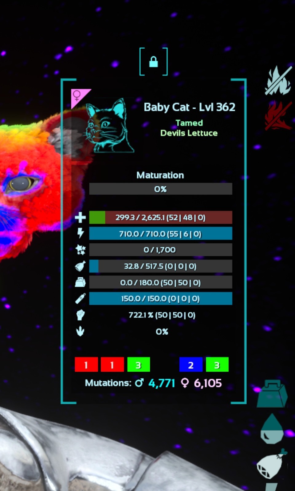 ark survival ascended pve thermal/rainbow cat baby pair