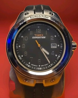 Timex Expedition Watch WR 100M Indiglo -W Leather Band & New Battery