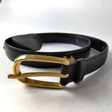CELINE Belt Leather Horse Carriage Buckle 80cm Black 2cm Vintage Japan