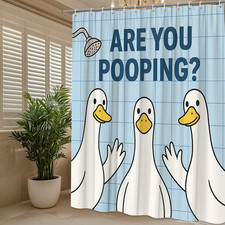 Funny Duck Shower Curtain - Are You Pooping Cute Bathroom Decor