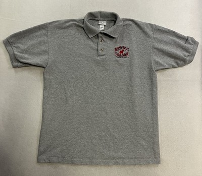 Vintage Red Dog Saloon Juneau Alaska Polo Shirt Men s Large Gray Short Sleeve