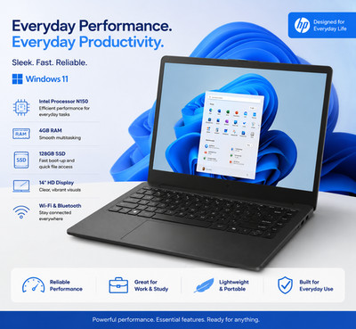 HP Windows 11 Laptop mit Full Lifetime Microsoft Office 128GB SSD 14'' schwarz