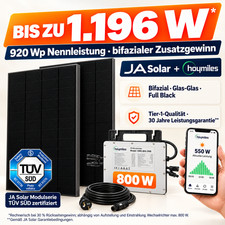 Balkonkraftwerk 1196W bifazial 920 800 Watt Komplettset JA Solar + Hoymiles
