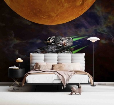 3D Sci-Fi Spaceship Self-adhesive Removeable Wallpaper Wall Mural