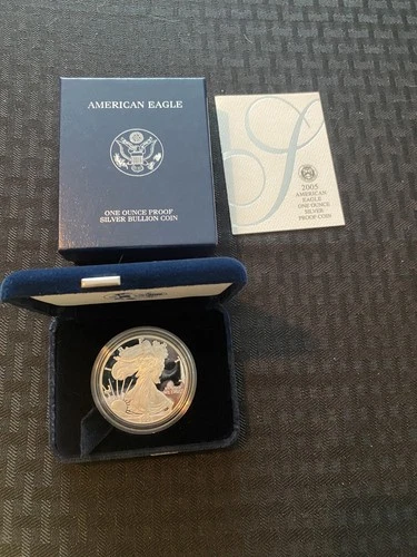2005-W Proof American Silver Eagle Dollar $1 Box & COA US Mint Bullion OGP