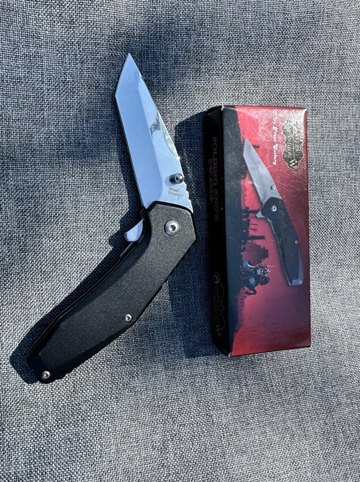 Frost Cutlery Steel Warrior con hoja tanto, mango negro, navaja de bolsillo plegable Foto 3 de 3