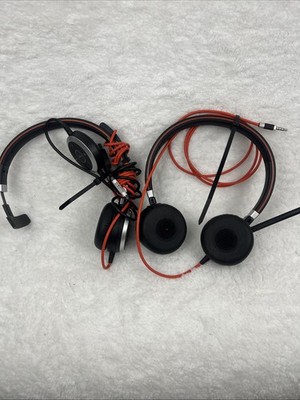 LOT OF 2 Jabra Evolve 40 UC Stereo Wired Headsets With ENC010 2 Head Sets