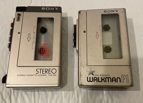 Lot Of 2 Vtg Walkman For Parts/repair F1 TCS-350 WM-F1 Cassette Recorder Player