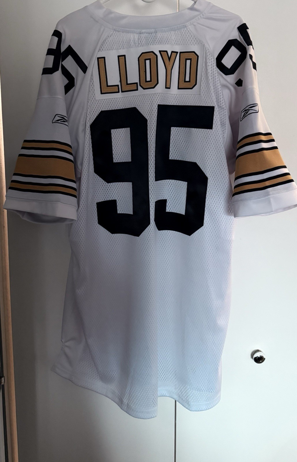 1992 custom Greg Lloyd #95 white road Pittsburgh Steelers jersey 3XL 60th patch