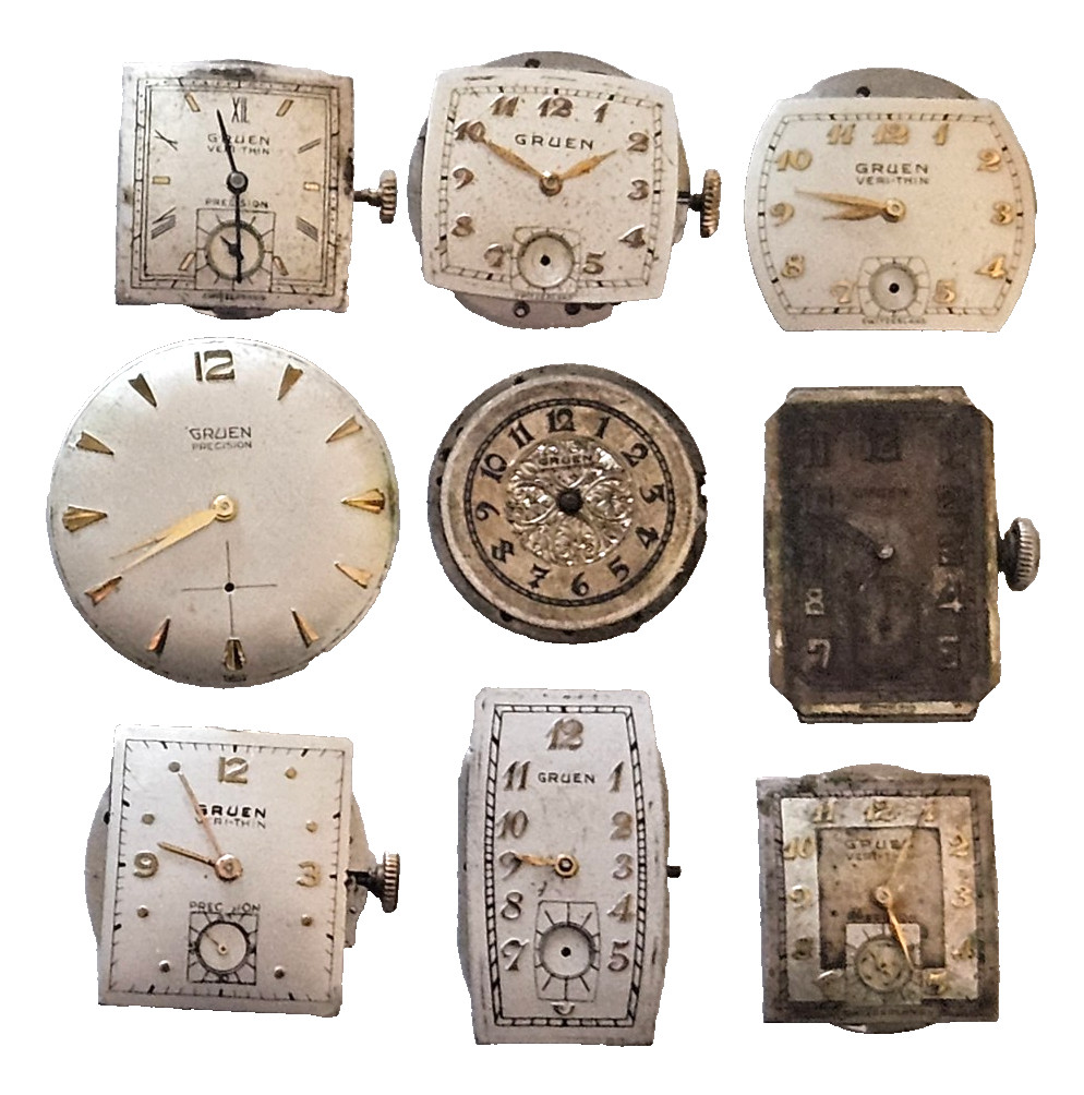 Repair or For (9) GRUEN Movements Vintage Parts Men's Watch Lot of - VintageWatches.PK Repair or For (9) GRUEN Movements Vintage Parts Men's Watch Lot of - vintagewatches.pk