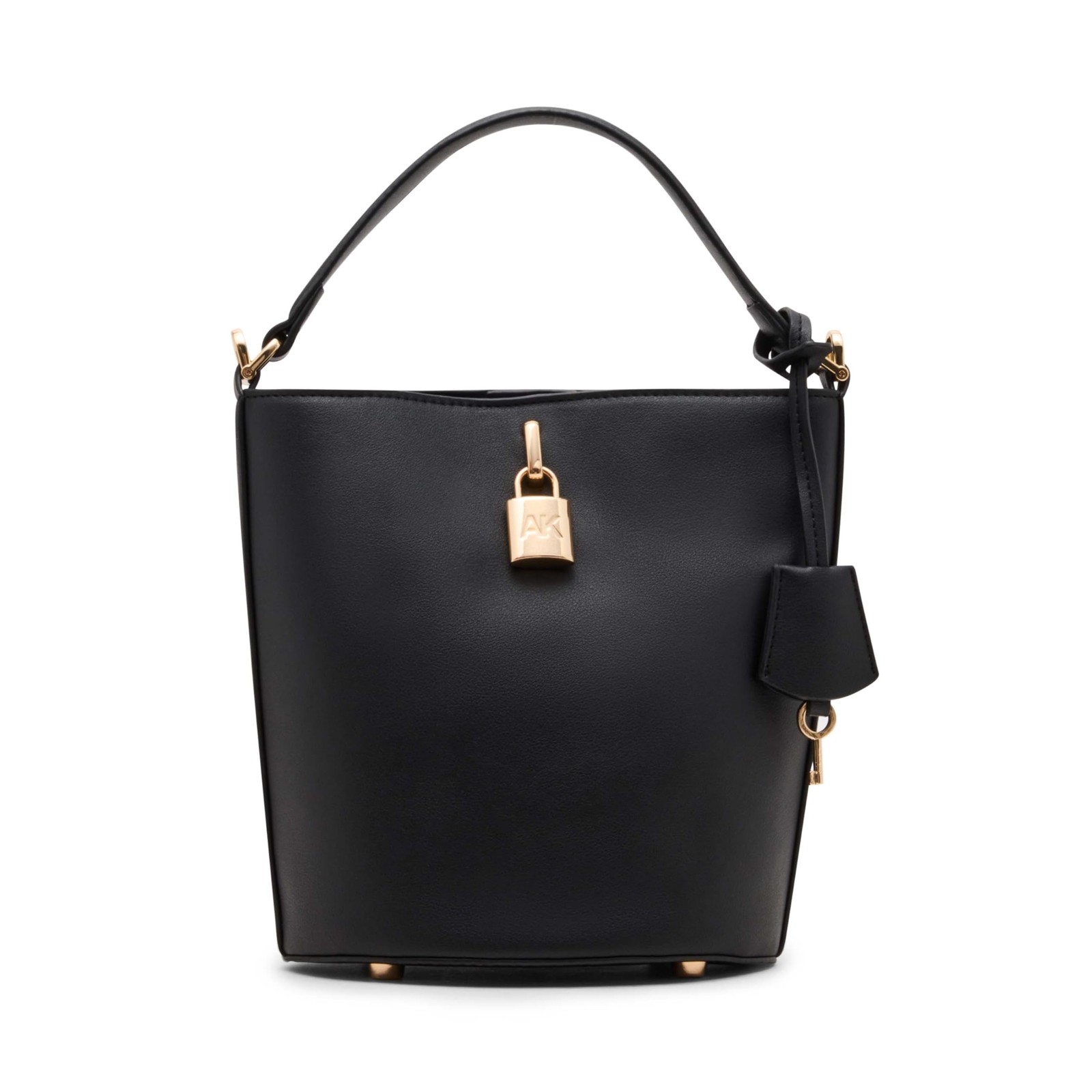 Anne Klein Women's Small Lock Bucket with Convertible Strap, Black