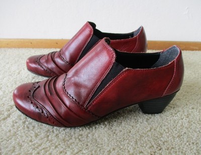 Rieker Catherine Burgundy Leather Slip-On Heeled Booties Women's 37 EU, 6-6.5 US