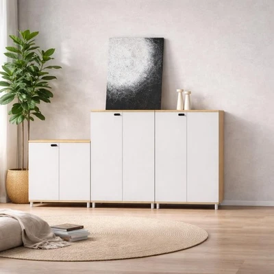 Designer Weißer Aufbewahrungsschrank Exklusive Holzschränke 2tlg - Bild 1 von 2