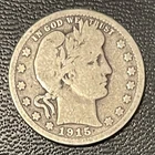 1915 25C Barber Quarter 90% Silver U.S. Coin