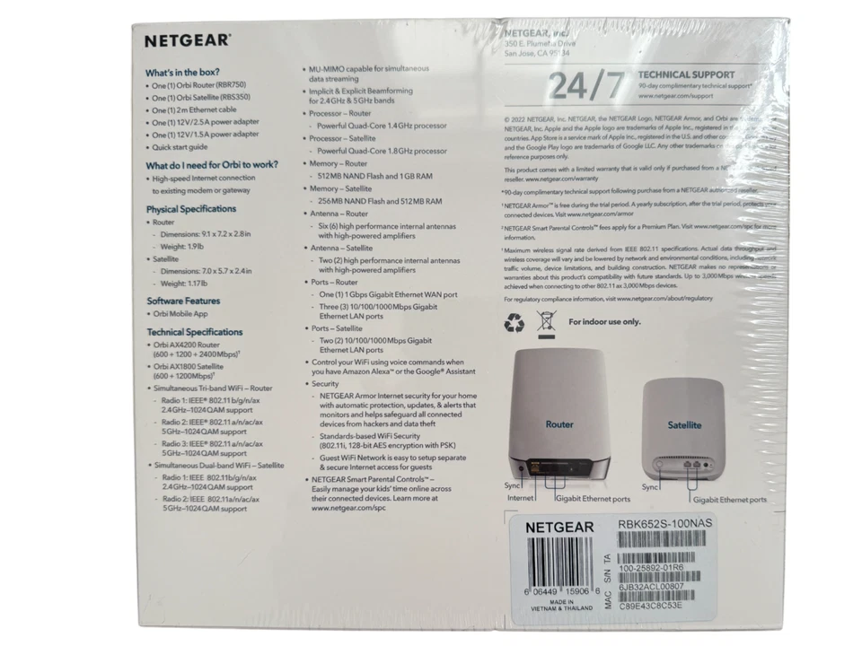 NEW IN BOX - NETGEAR Orbi AX3000 Wi-Fi 6 Tri-Band Mesh System (RBK653-100NAS) - Image 2 of 4