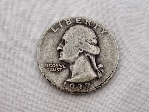 1937 D U.S. Washington Silver Quarter HT-11