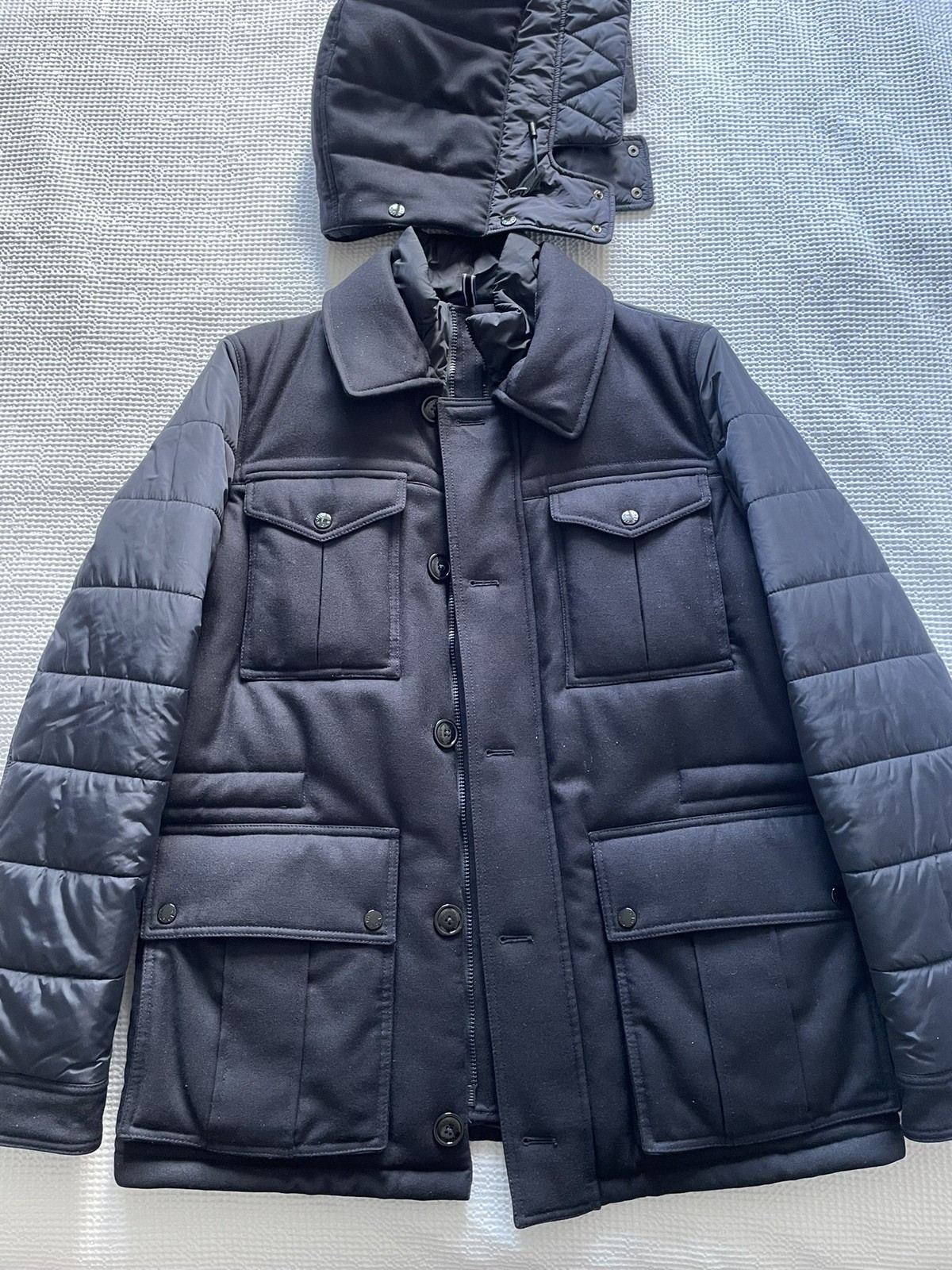 Tommy Hilfiger New Men's Heavy Jacket Warm Winter Navy Blue XL Wool + Polyester image 2