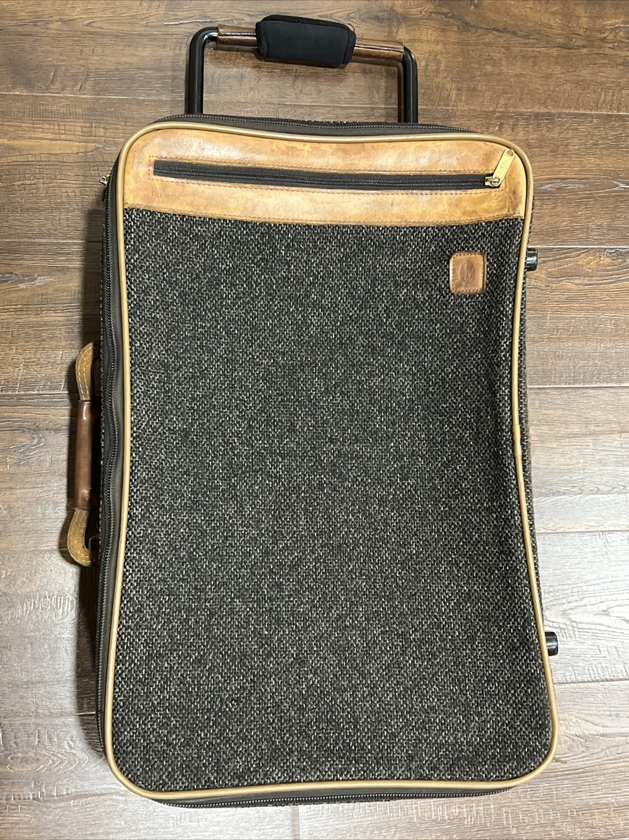 Hartmann Black Tweed Leather 22” Rolling Wheeled Carry on