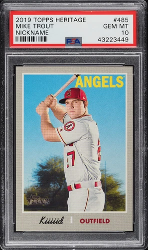 2019  MIKE TROUT Topps Heritage #485   Nickname   GEM   PSA 10