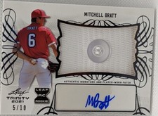 MITCHELL BRATT 2021 Leaf Trinity DUAL AUTO Jersey BUTTON PATCH /10 Rangers Mitch