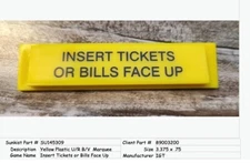 BV Insert S Plus Insert Tickets or Bills Face Up (Brand New) SU145309