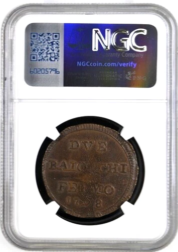 1798 Italy Roman Republic 2 Baiocchi, Fermo Fasces, NGC AU 50, KM-15, Rare - Image 2 of 2