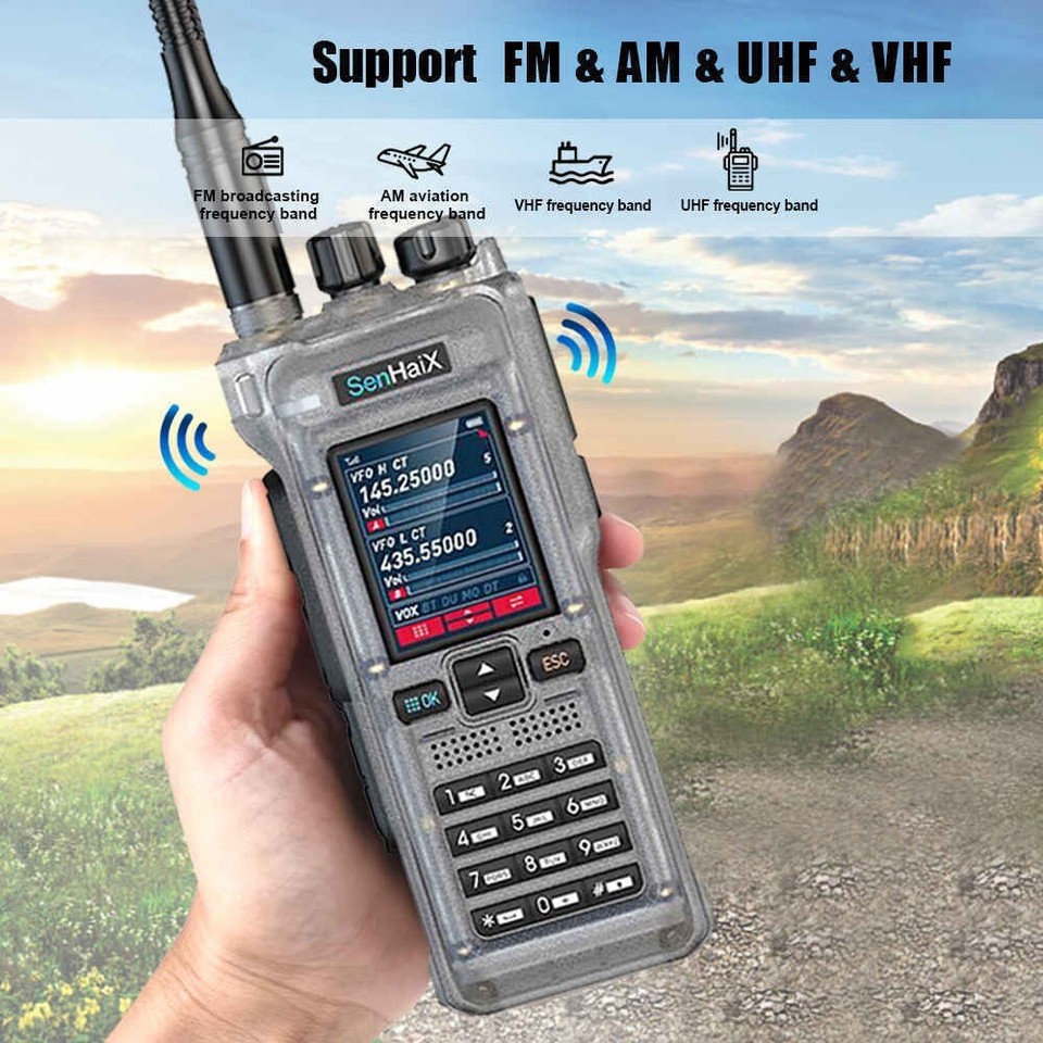 SenHaix Alta Potencia 10 Vatios Salida UHF VHF Banda Completa GT-12 Radios Analógicos Bidireccionales Con Cargador Tipo C Soporte APP Porgram En El Teléfono Móvil - Foto 12