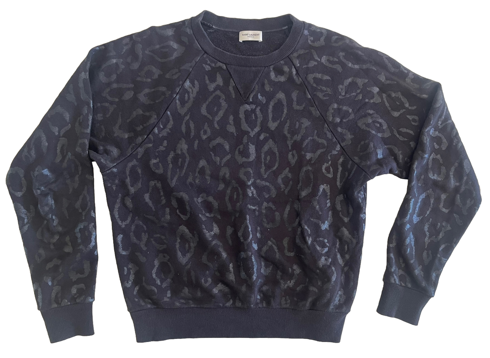 Maglione Crewneck Saint Laurent Paris stampa ghepardo nero taglia small