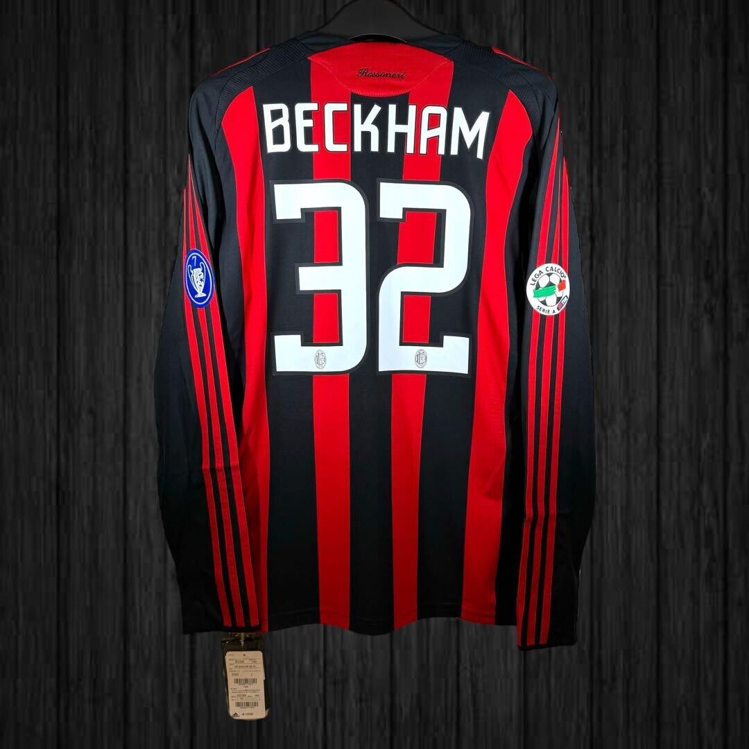Beckham AC Milan 08/09 #32 UCL Away Size L NWT Soccer Wear Beckham AC Milan 08/09 #32 UCL Away Size L NWT Soccer Wear
