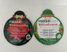 New-MasqueBar-Mistletoe Sheet Mask, 1ct. - Poinsettia Sheet Mask, 1ct- Lot Of 2