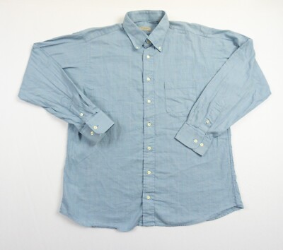 Burberry Shirt Mens Large Blue Button Up Long Sleeve Collared