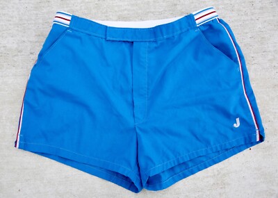 Vintage Jantzen Stripes Blue Short Shorts 60s Swim Trunks Tennis Mens 36 boating