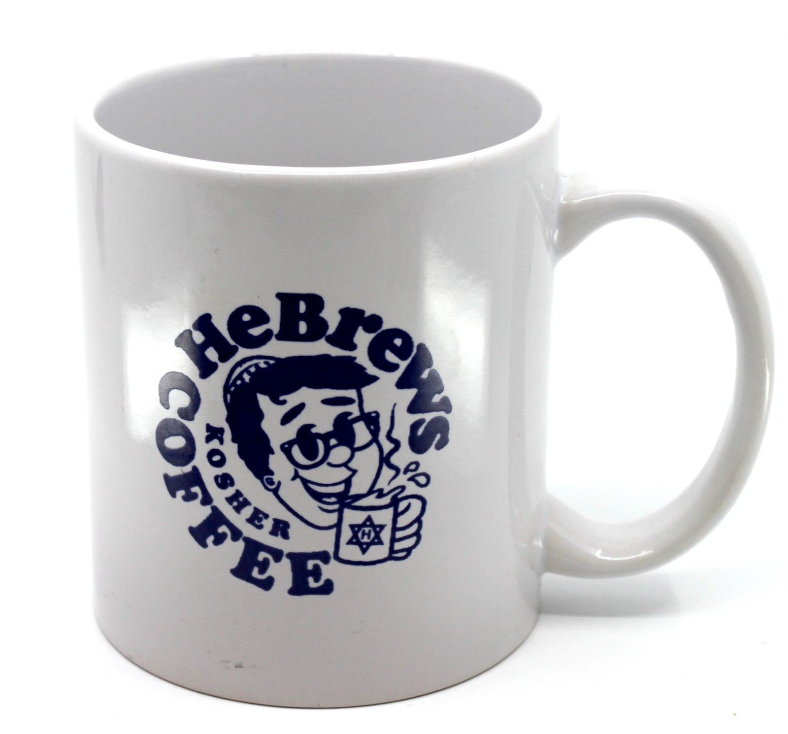 Blue & White Star of David Chai Torha Ceramic Coffee Mug  by M Ware Judaica