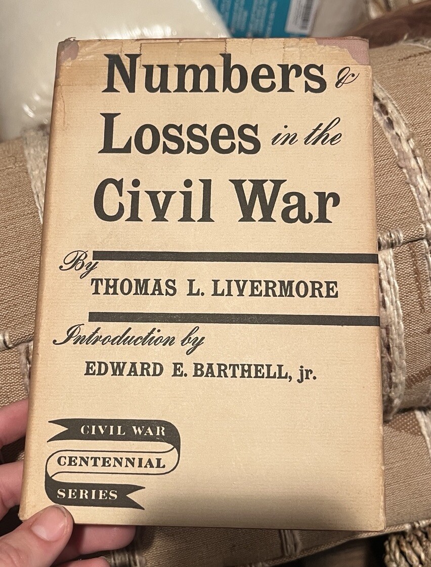 Vintage! Numbers & Losses in the Civil War by Thomas L Livermore HCDJ GOOD