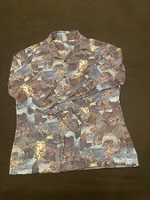 Vtg 60s 70s Disco Polyester Shirt Sz M Groovy Hippie Abstract