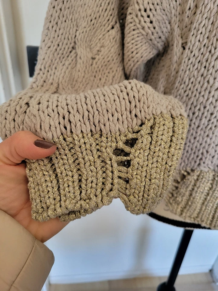 Anthropologie Moth Made in Italy Open Chunky Knit Distressed Hooded Sweater  XS - Image 2 of 4