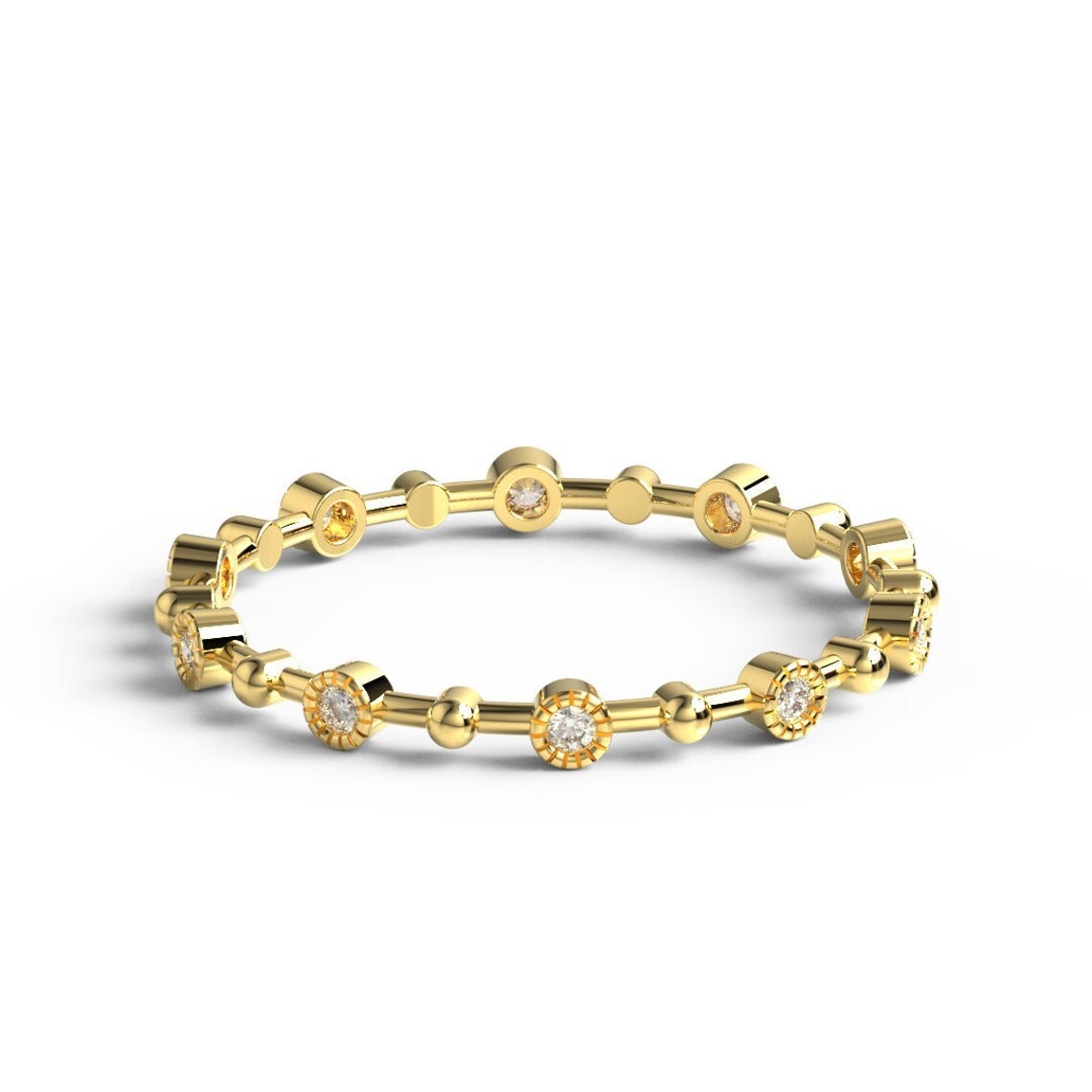 Gift For Her 14k Gold Diamond Bezel Statement Birthday Engagement Diamond Ring