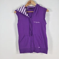 Running Bare womens purple vest jacket size 10 zip cotton sleeveless 051267