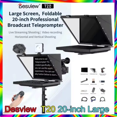 Desview T20 20'' Foldable Broadcast Teleprompter for DSKR Camera Video Conference