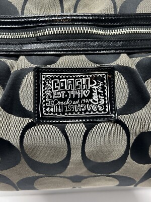 Coach F22947 Daisy Signature Tote Shoulder Bag Black & Gray Silver